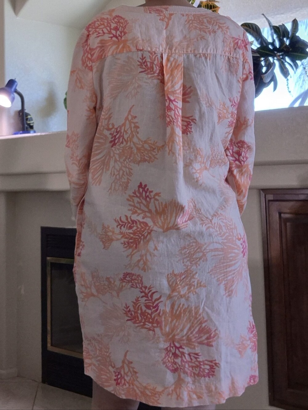 Chico's 100% Linen, Kurta Dress With Pockets Sz 12/14 Large - Picture 5 of 17